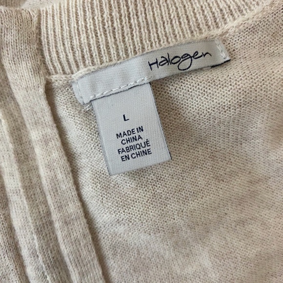 Halogen Star Print Zip back Cream Crewneck Sweater Knit Pullover Jumper - Picture 8 of 11